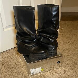 Azalea Wang Black Lug Sole Boots